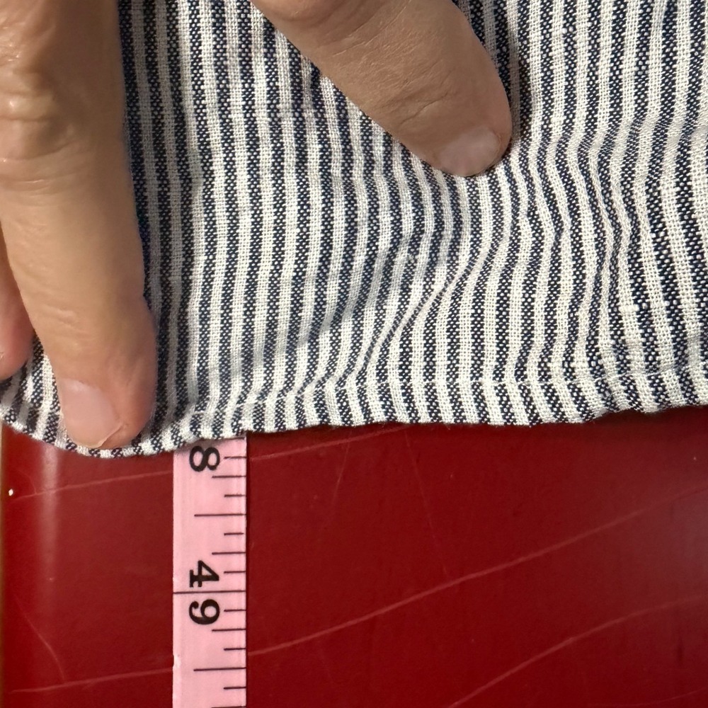 Gap Dress Blue White Striped Linen Blend Apron Ruffle Midi Smocked 10 Tall - Picture 12 of 13